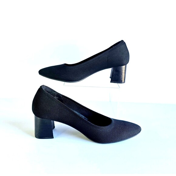 VIVAIA Black Tamia Almond Toe Block Heel Pumps Sz 40 9 Knit Casual - Picture 8 of 14